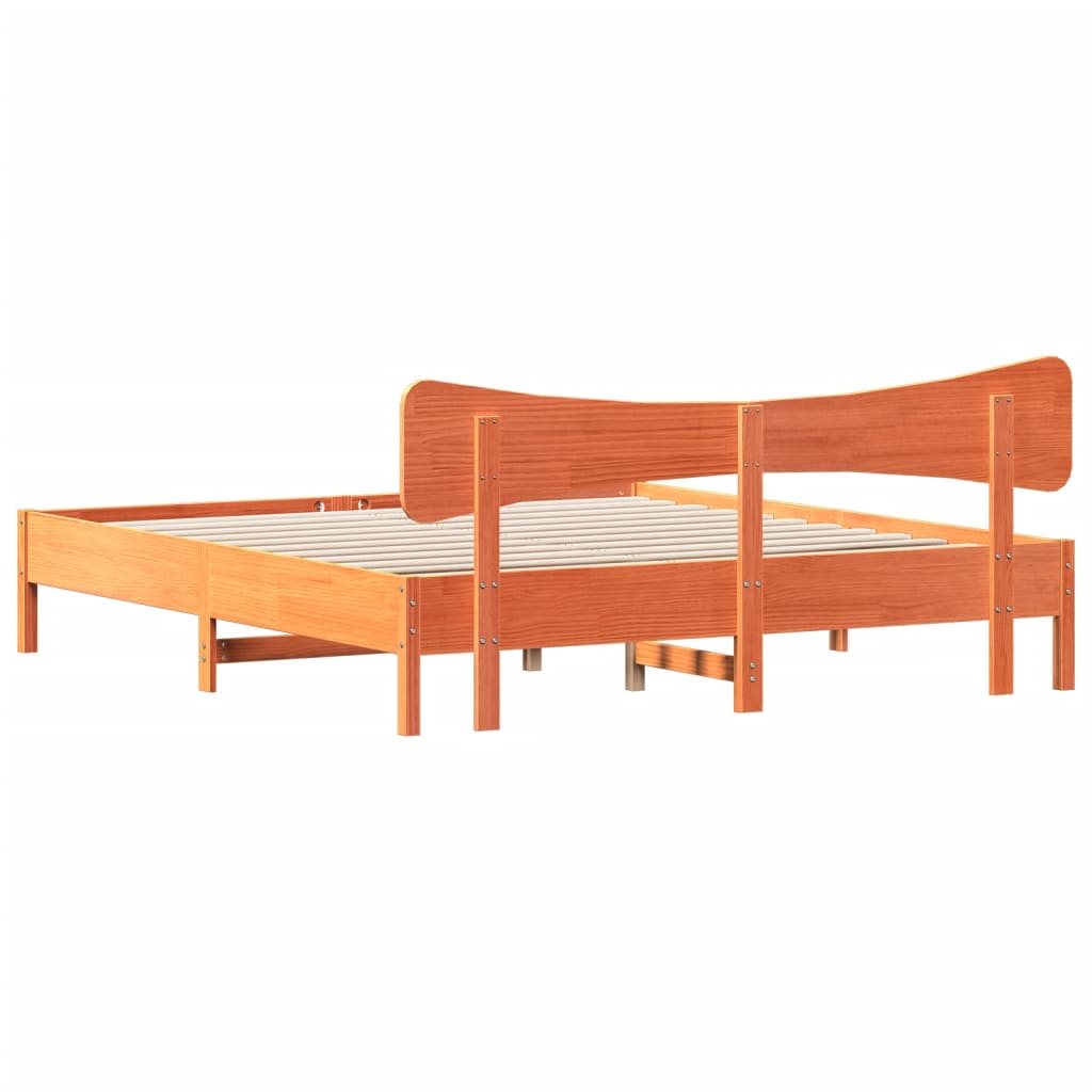 Giroletto senza Materasso Marrone Cera 200x200 cm Legno di Pino | homemem39