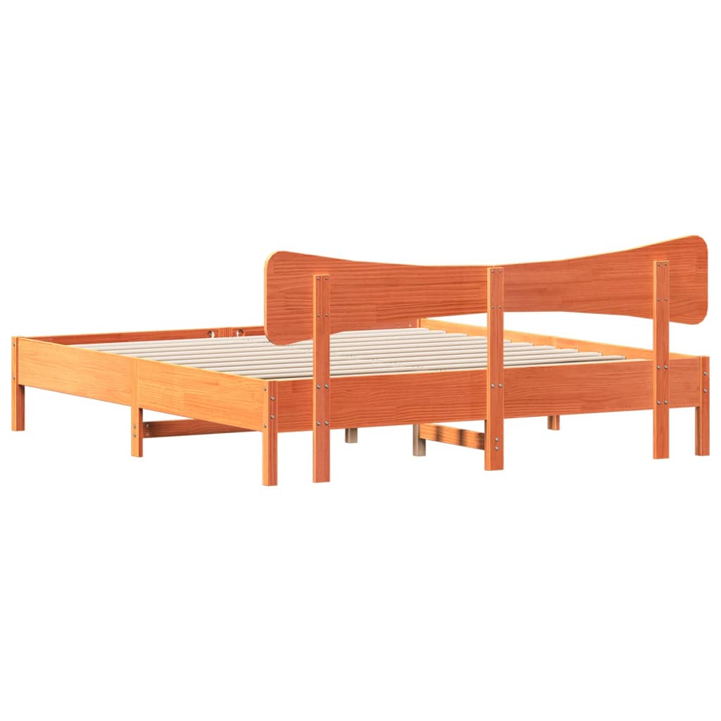 Giroletto senza Materasso Marrone Cera 180x200 cm Legno di Pino | homemem39