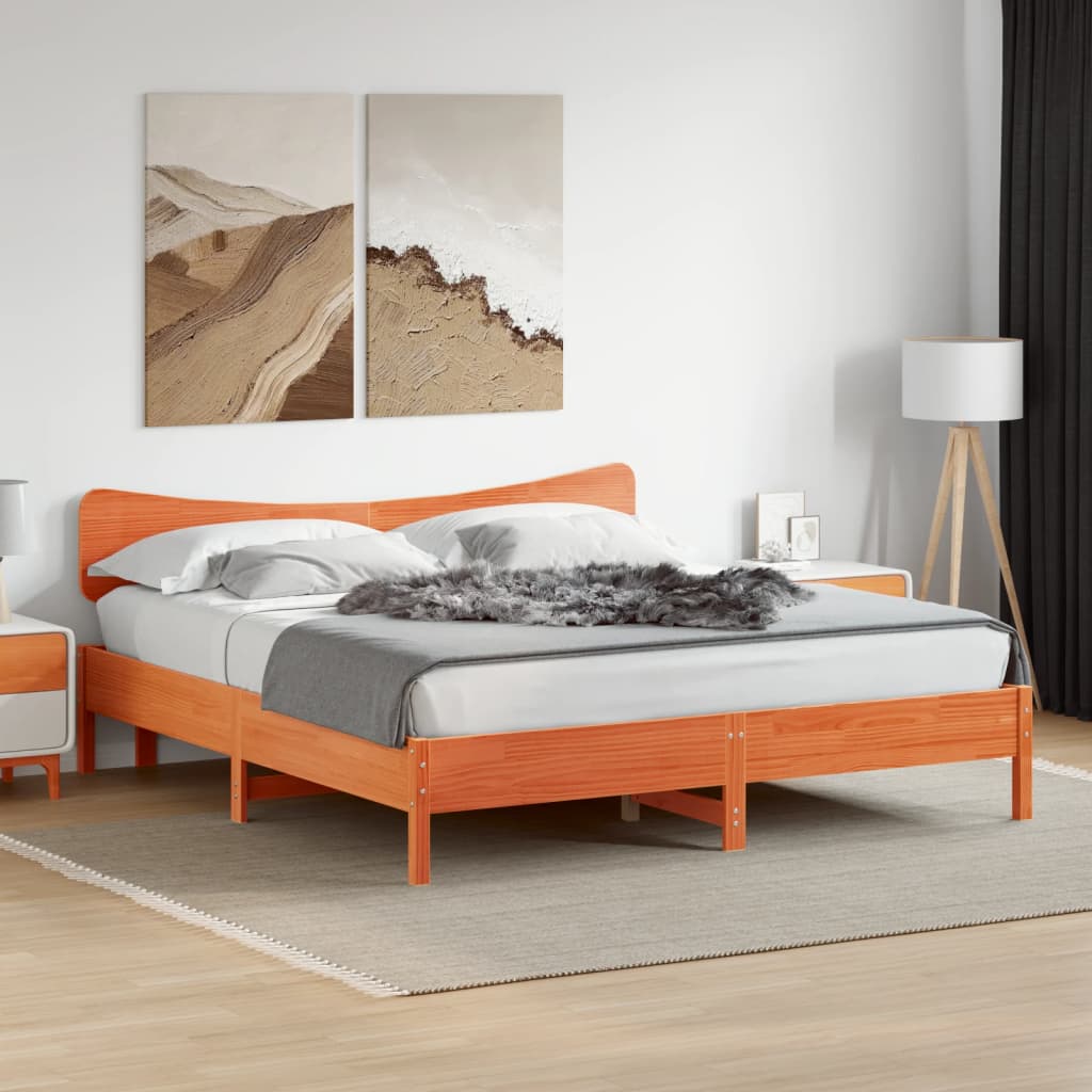 Giroletto senza Materasso Marrone Cera 180x200 cm Legno di Pino | homemem39