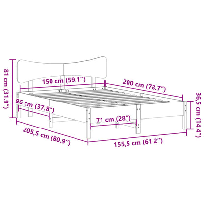 Giroletto senza Materasso Marrone Cera 150x200 cm Legno di Pino | homemem39