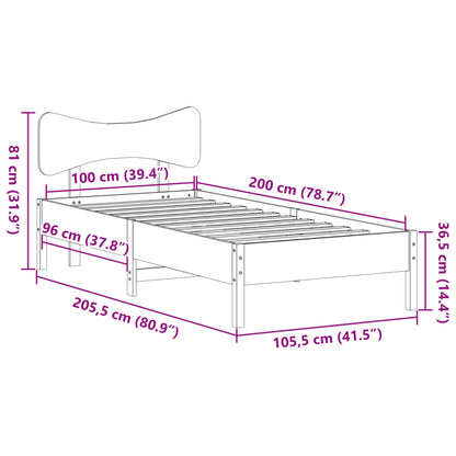 Giroletto senza Materasso 100x200 cm in Legno Massello di Pino