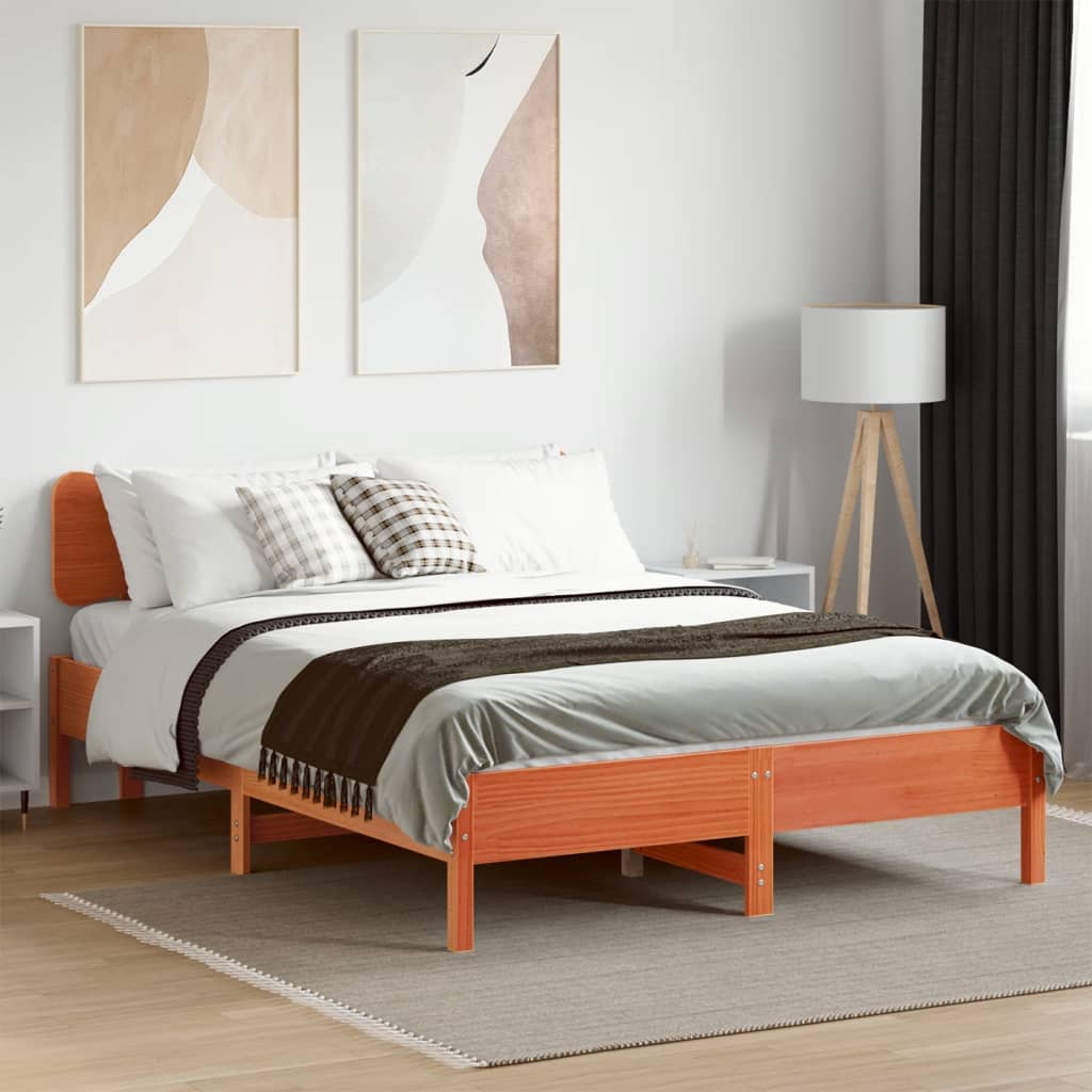 Letto senza Materasso Marrone Cera 140x190 cm in Legno di Pino | homemem39