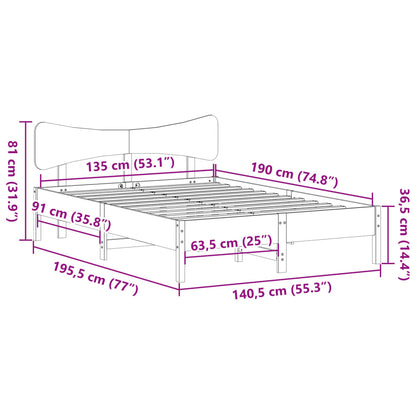 Giroletto senza Materasso 135x190 cm in Legno Massello di Pino | homemem39