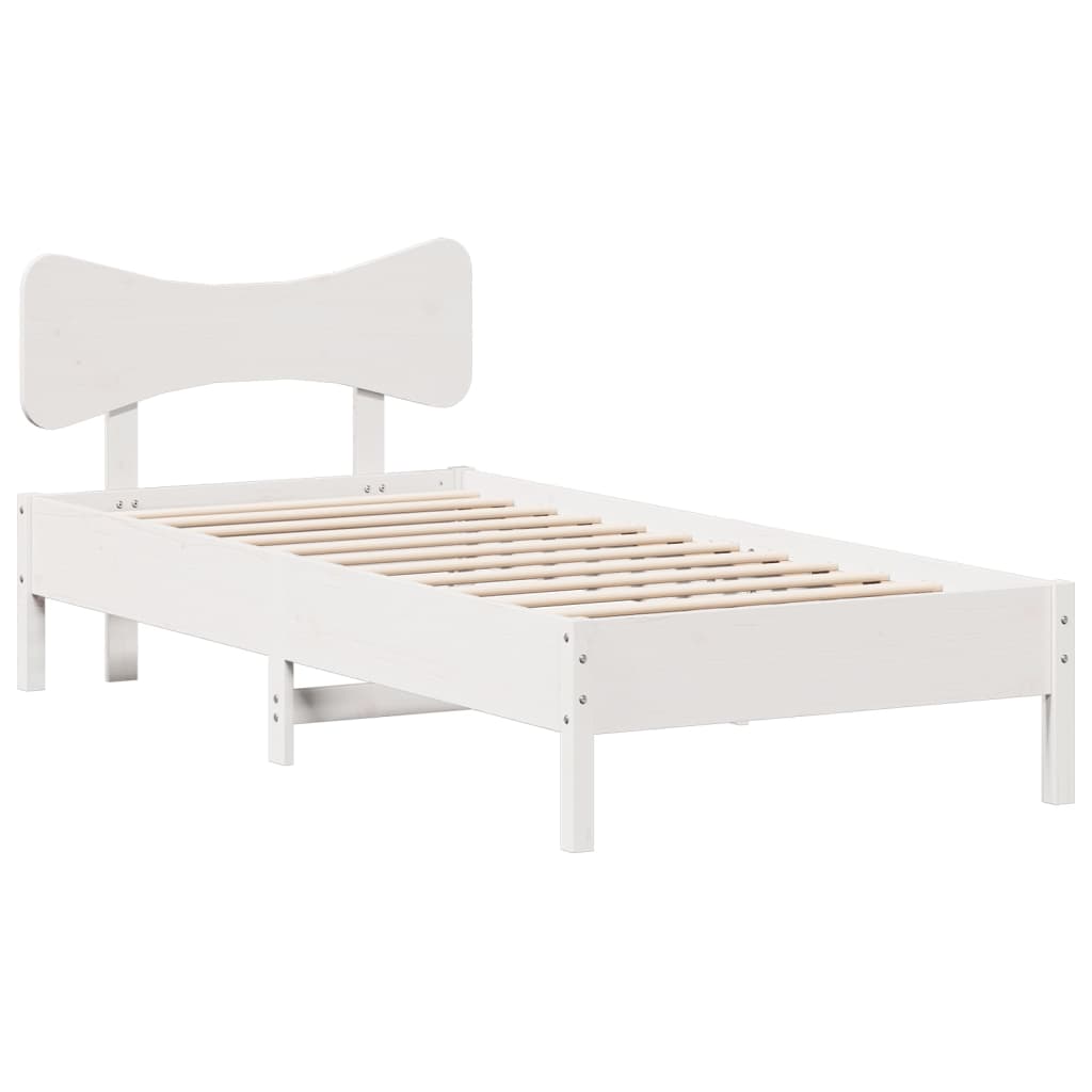 Letto senza Materasso Bianco 90x190 cm in Legno Massello Pino - homemem39