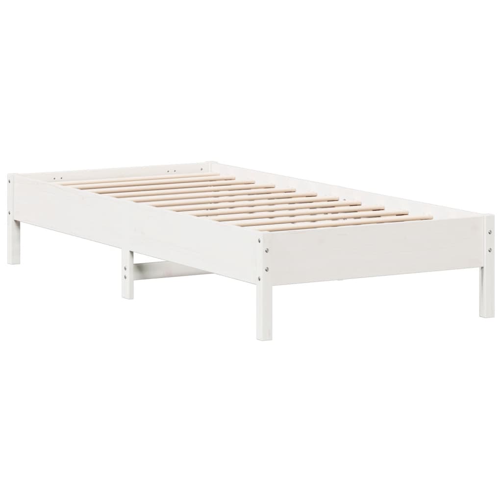 Letto senza Materasso Bianco 90x190 cm in Legno Massello Pino - homemem39