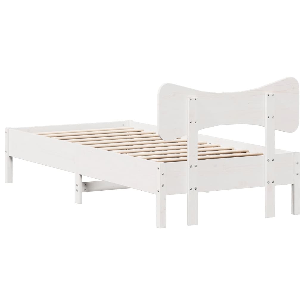 Letto senza Materasso Bianco 90x190 cm in Legno Massello Pino - homemem39