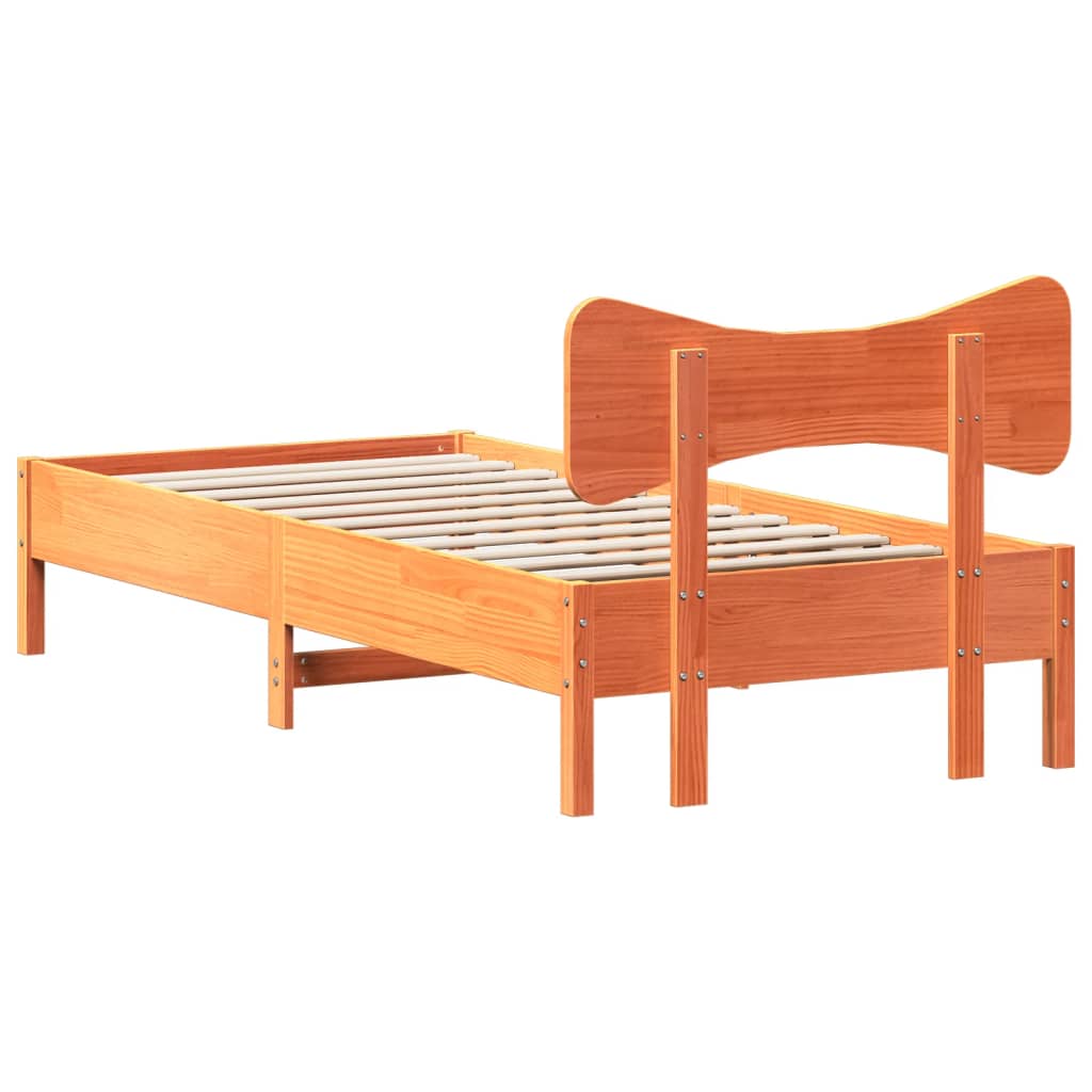 Letto senza Materasso Marrone Cera 90x190 cm in Legno di Pino