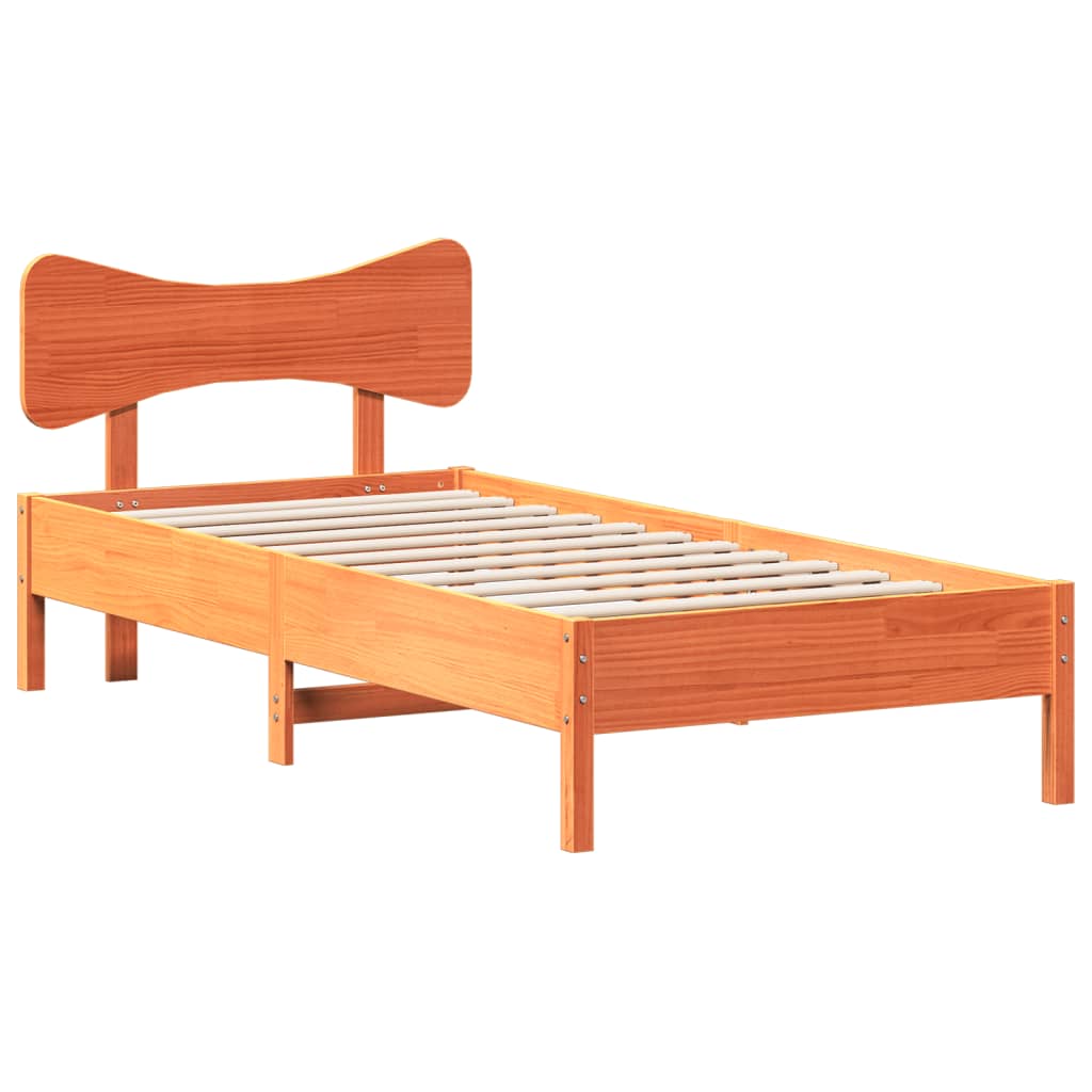 Letto senza Materasso Marrone Cera 75x190 cm in Legno di Pino | homemem39