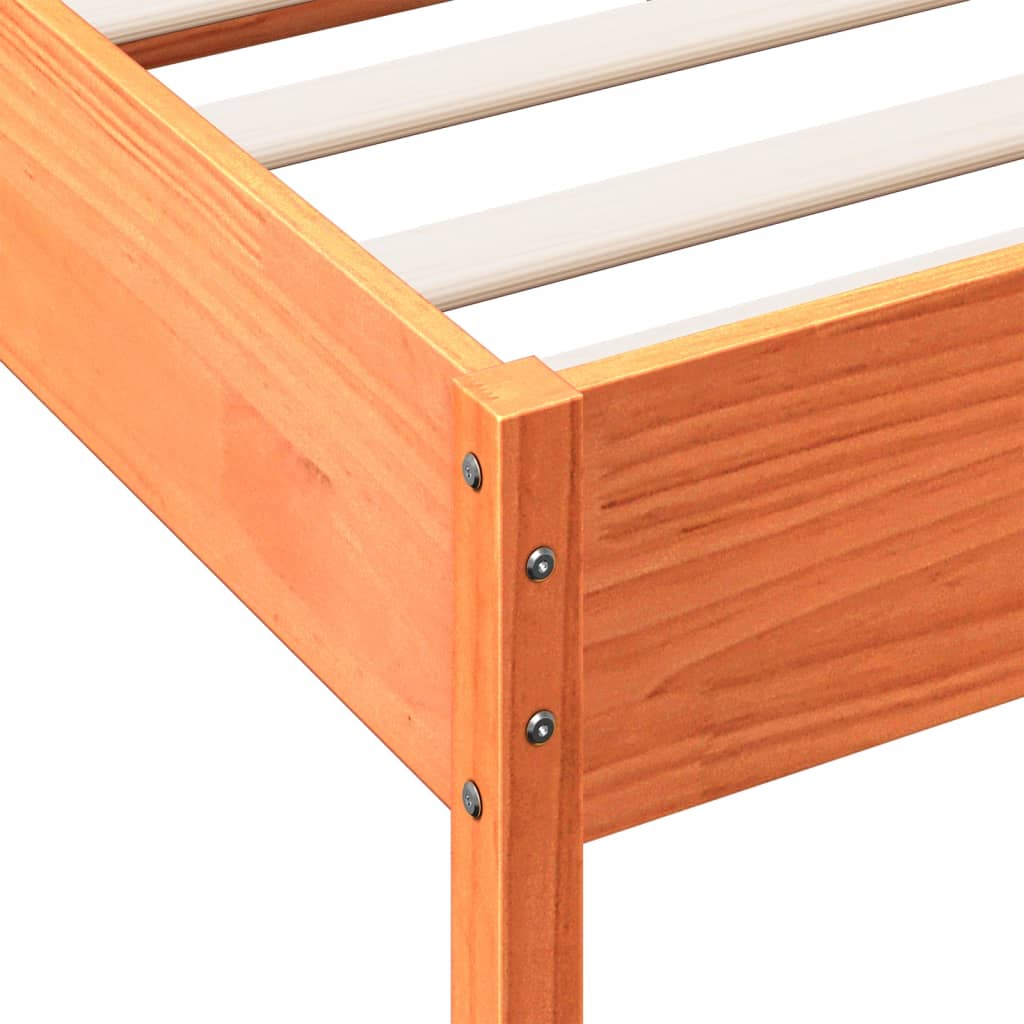 Letto senza Materasso Marrone Cera 75x190 cm in Legno di Pino | homemem39