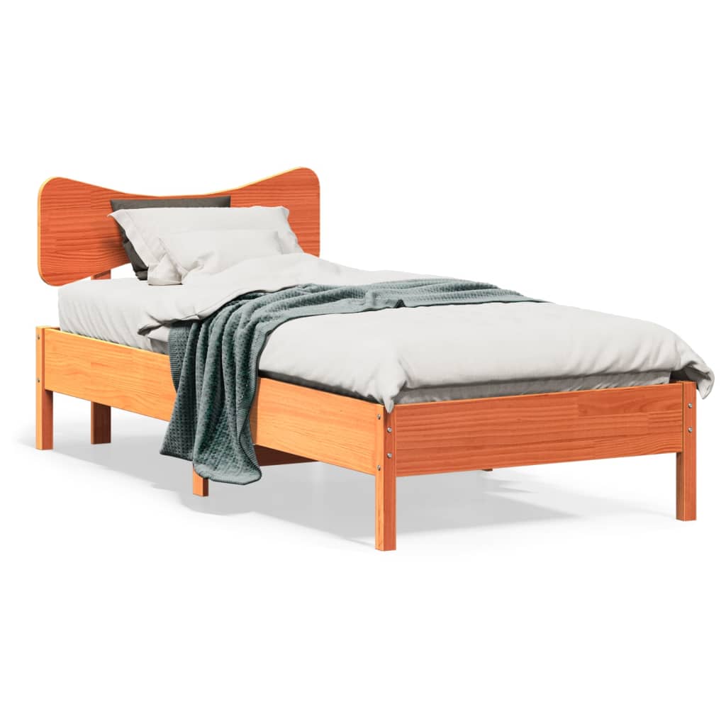 Letto senza Materasso Marrone Cera 75x190 cm in Legno di Pino | homemem39