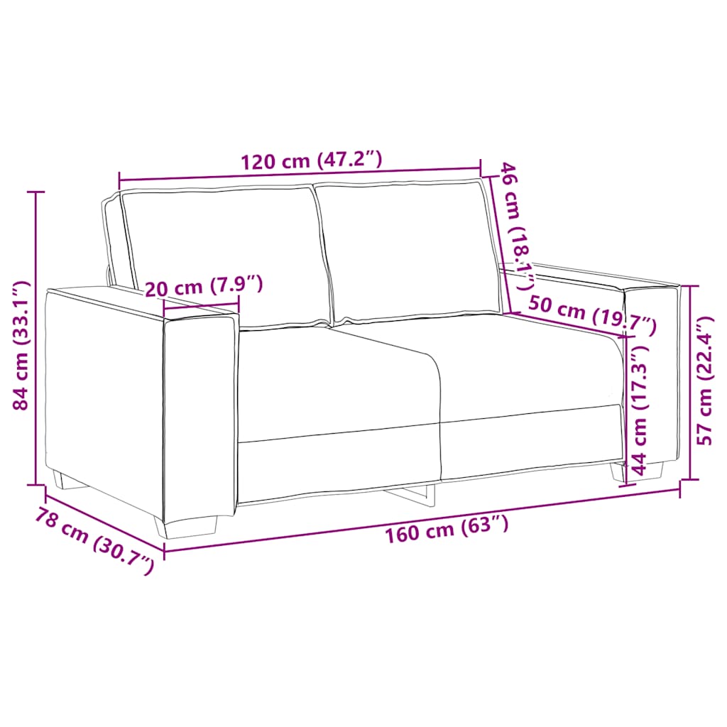Divano a 2 posti Marrone 160x78x84 cm Tessuto | homemem39