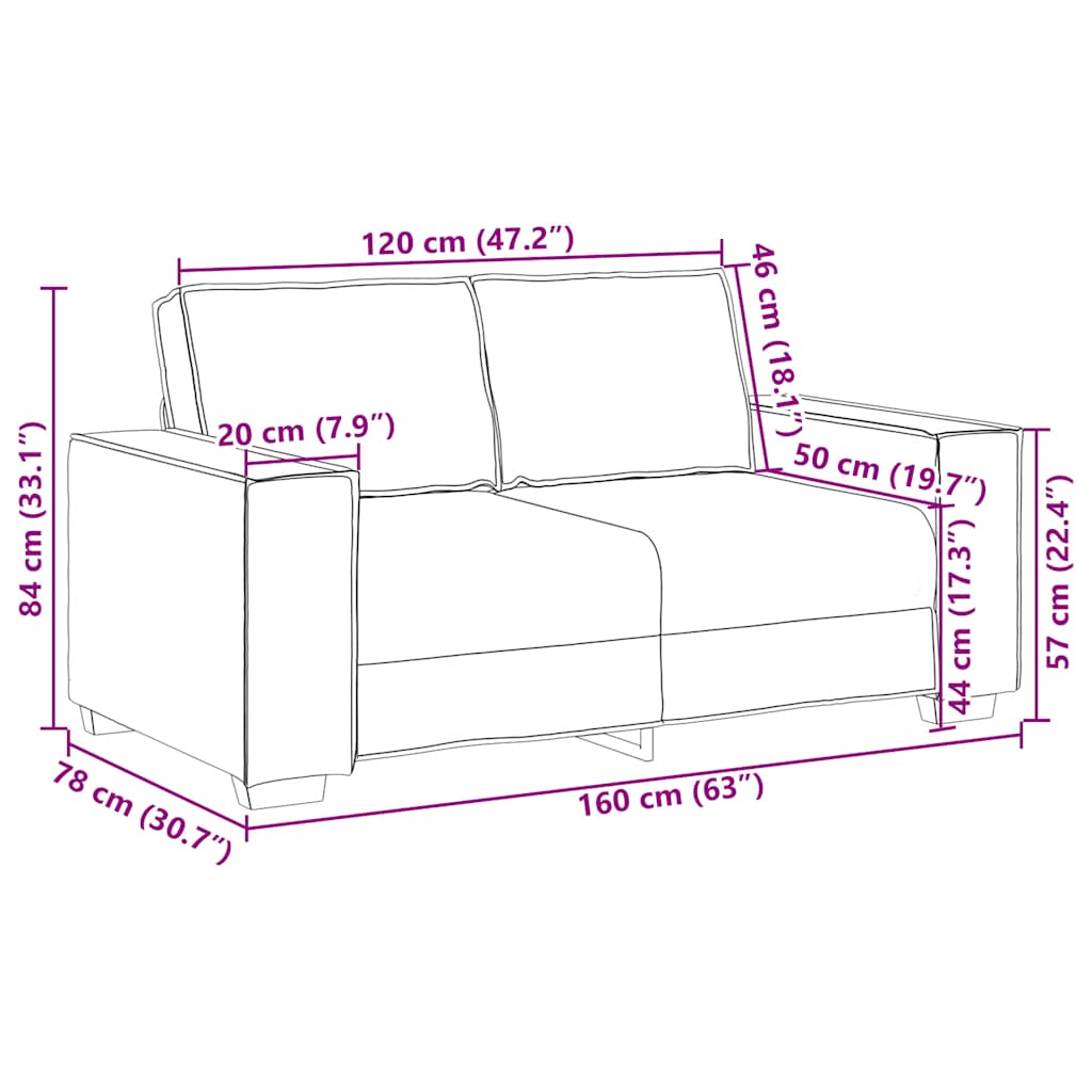 Divano a 2 posti Verde scuro 160x78x84 cm in tessuto