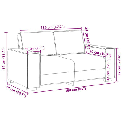 Divano a 2 posti tortora 160x78x84 cm in tessuto | homemem39