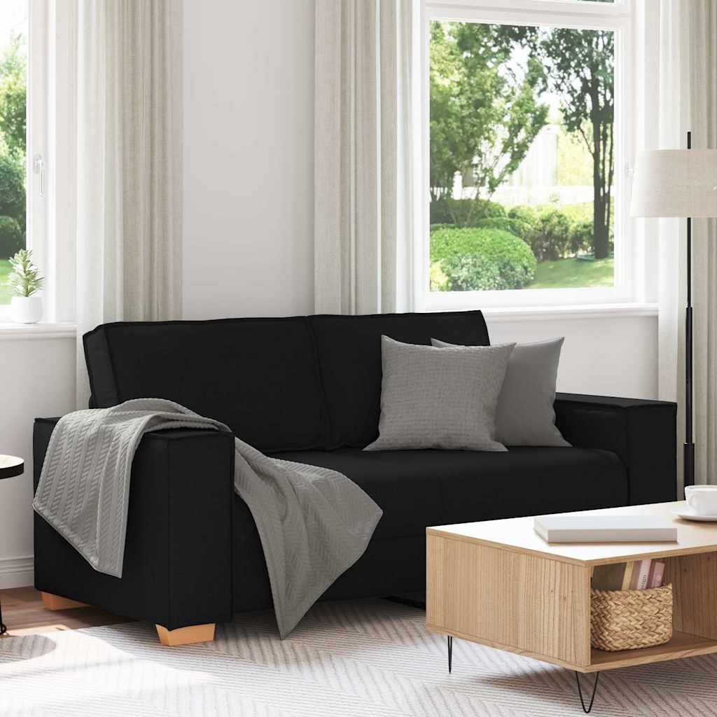 Divano a 2 posti Nero 180x78x84 cm Tessuto