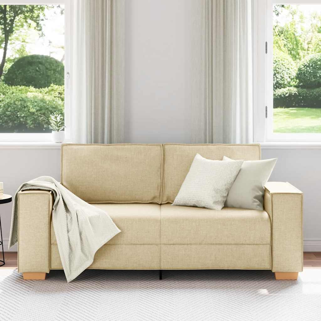 Divano a 2 posti Crema 180x78x84 cm Tessuto
