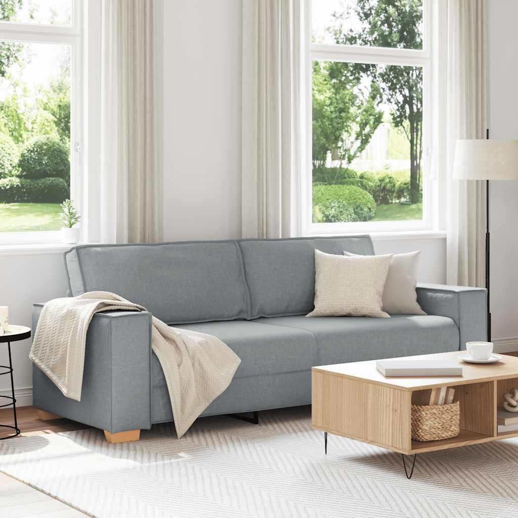 Divano a 3 posti Grigio Chiaro 220x78x84 cm Tessuto