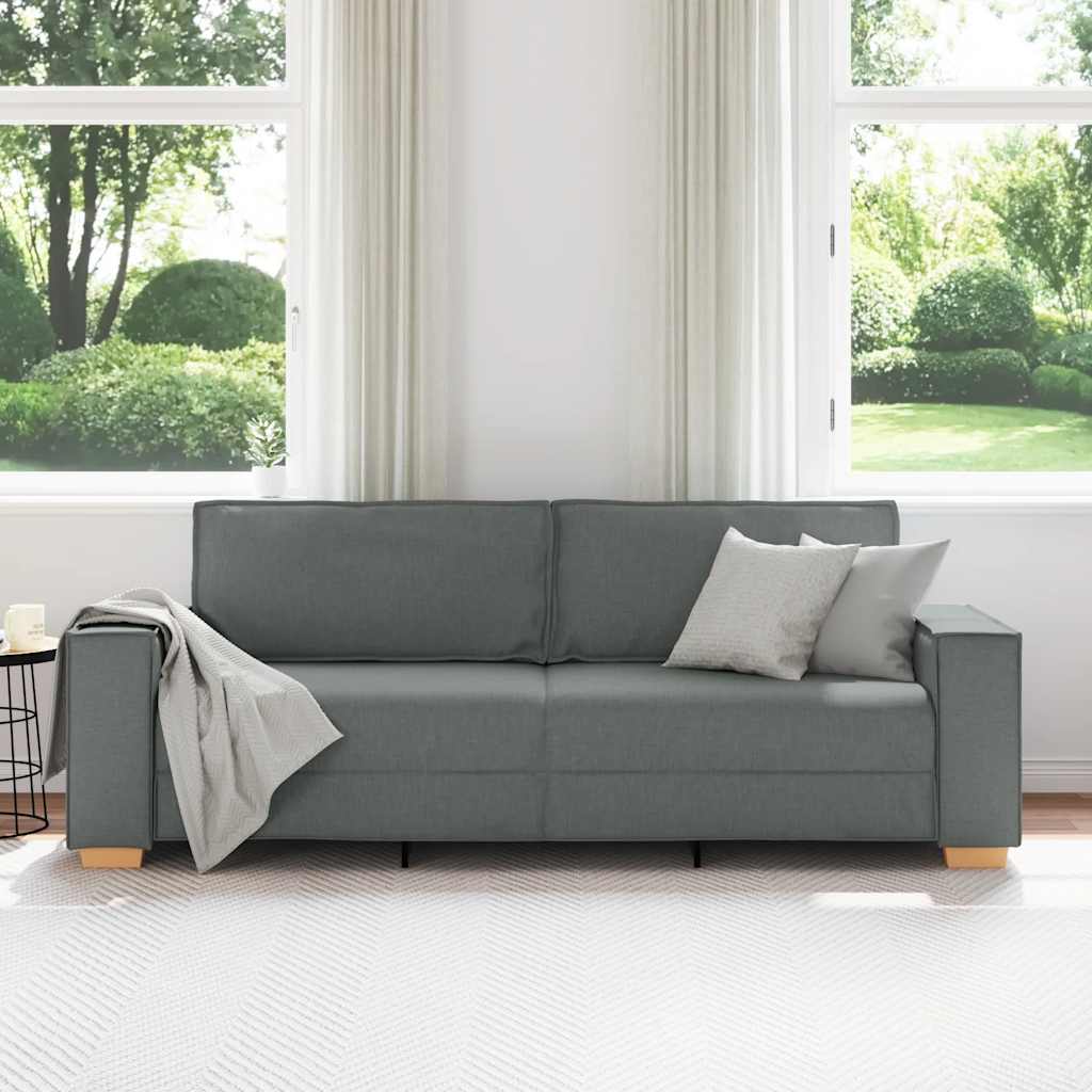 Divano a 3 posti Grigio scuro 220x78x84 cm in tessuto | homemem39