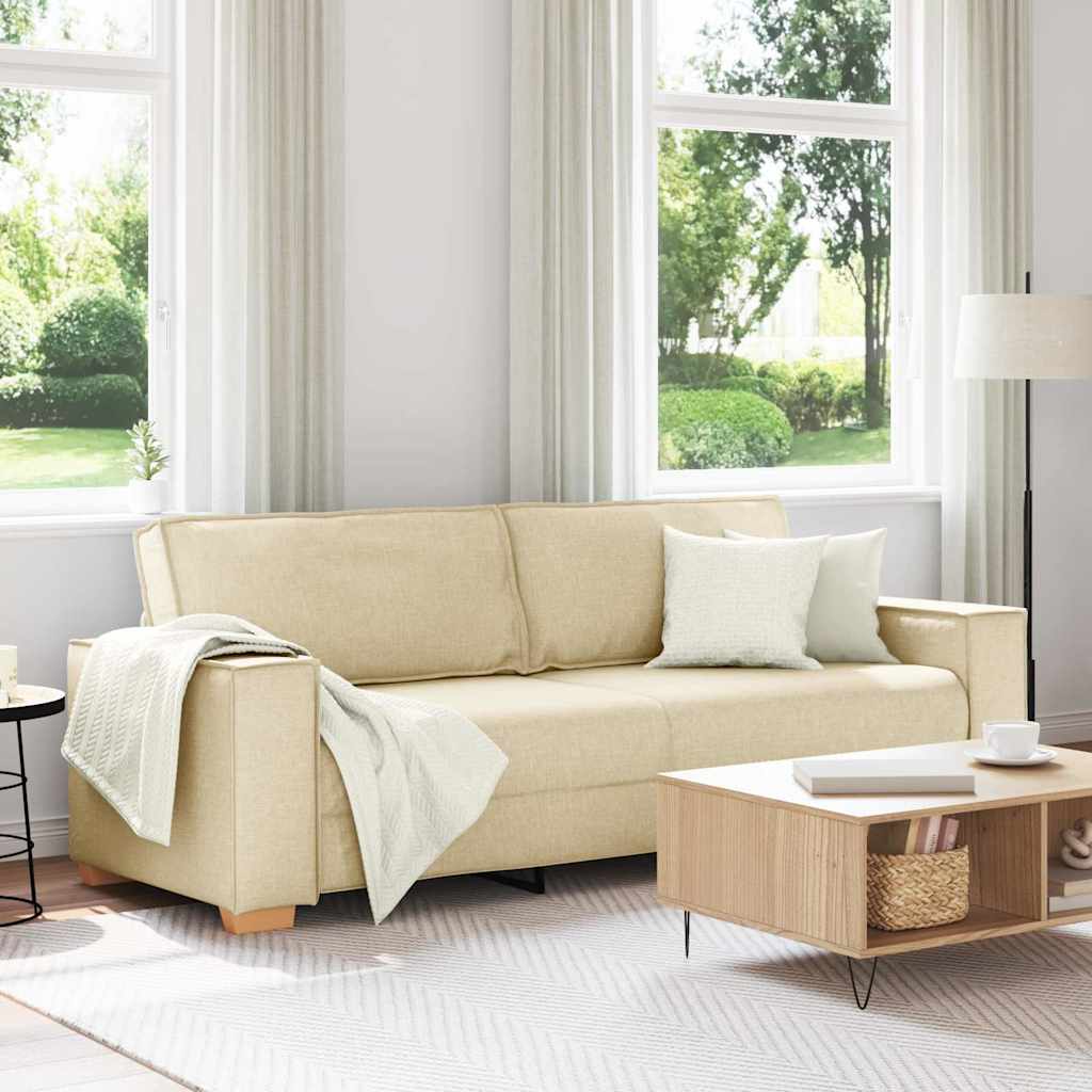 Divano 3-Persone Crema 220 cm Tessuto | homemem39
