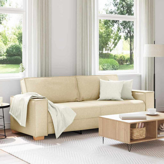 Divano 3-Persone Crema 220 cm Tessuto | homemem39
