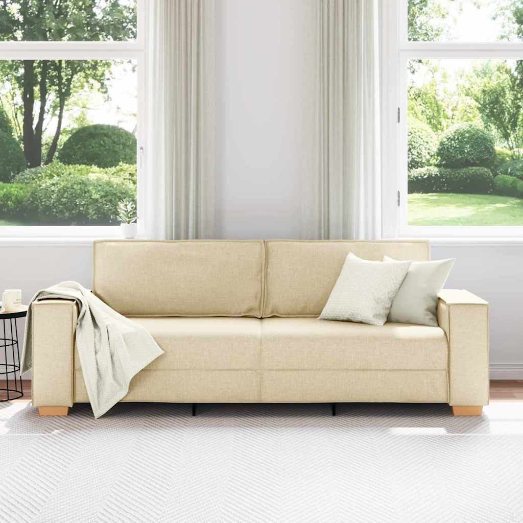 Divano 3-Persone Crema 220 cm Tessuto | homemem39