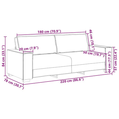 Divano 3-Persone Crema 220 cm Tessuto | homemem39