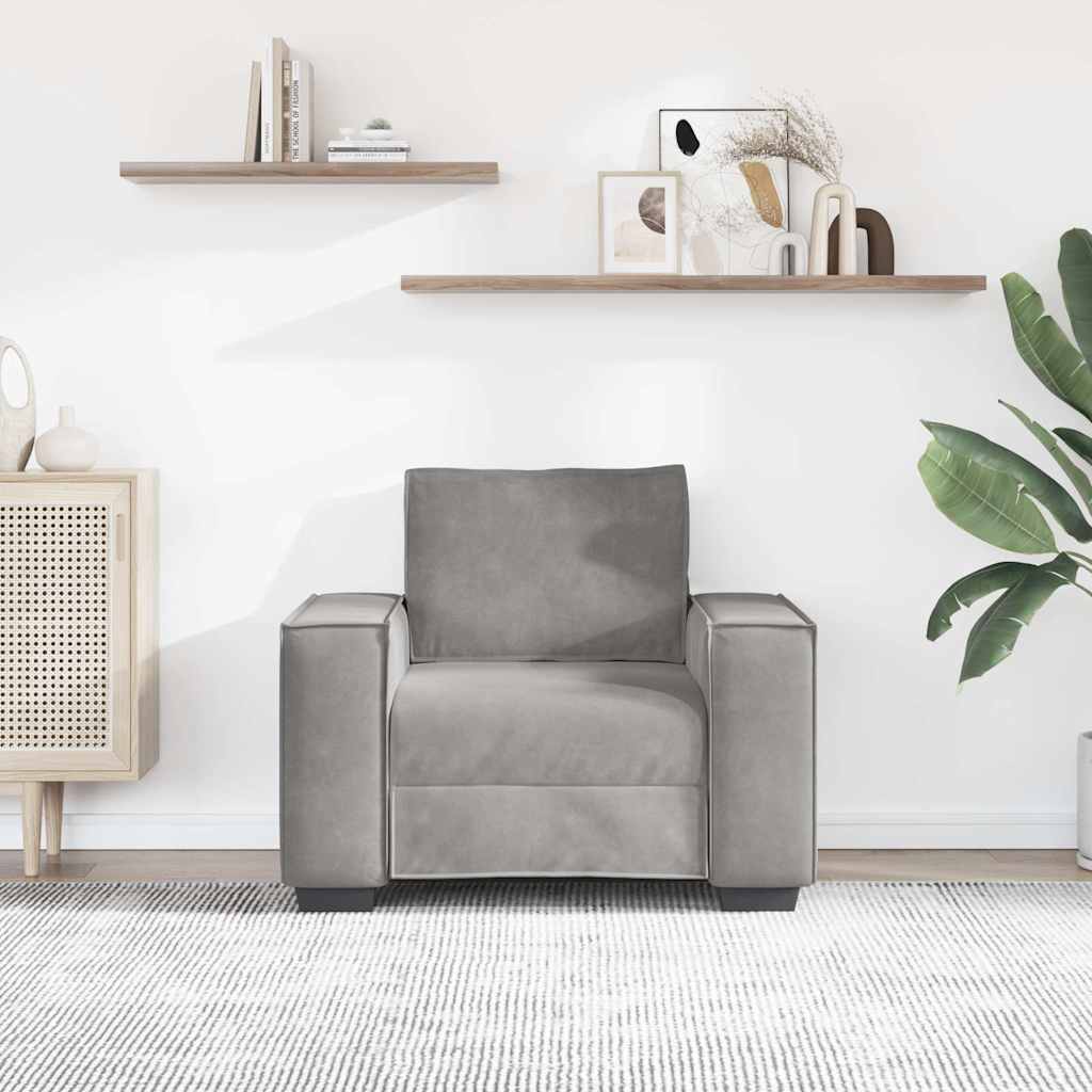 Divano Sedia Grigio Chiaro 100x78x84 cm Velluto