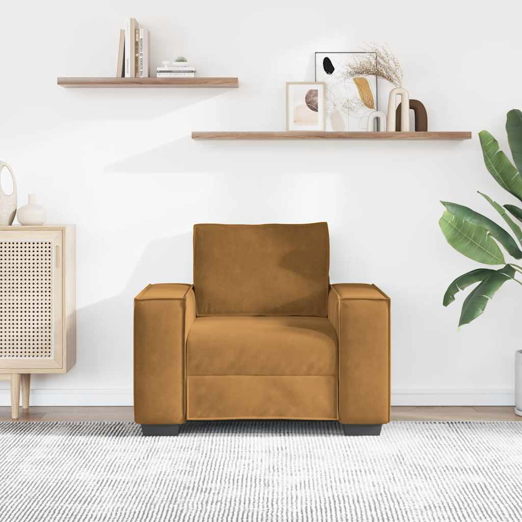 Divano Sedia Marrone 100x78x84 cm Velluto