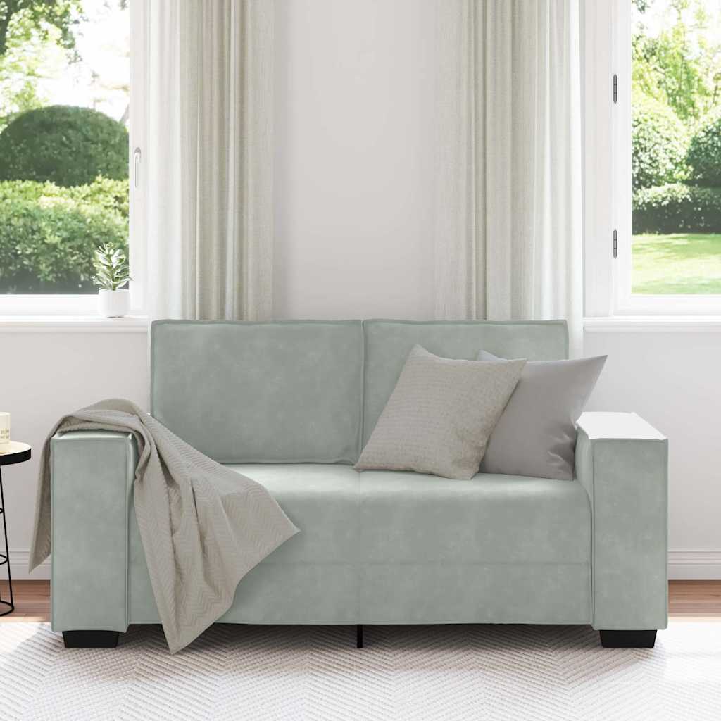 Divano a 2 Posti Grigio Chiaro 160x78x84 cm in Velluto | homemem39
