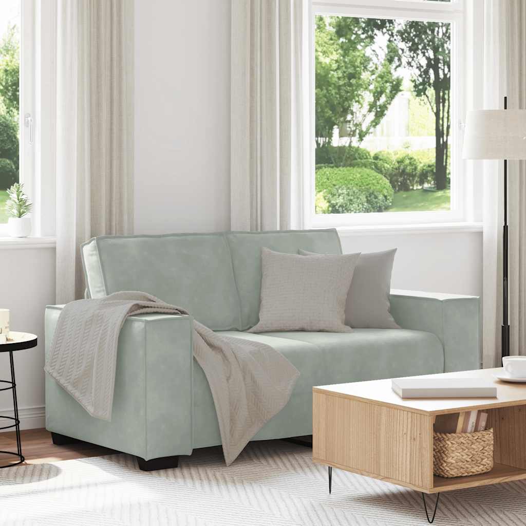 Divano a 2 Posti Grigio Chiaro 160x78x84 cm in Velluto | homemem39