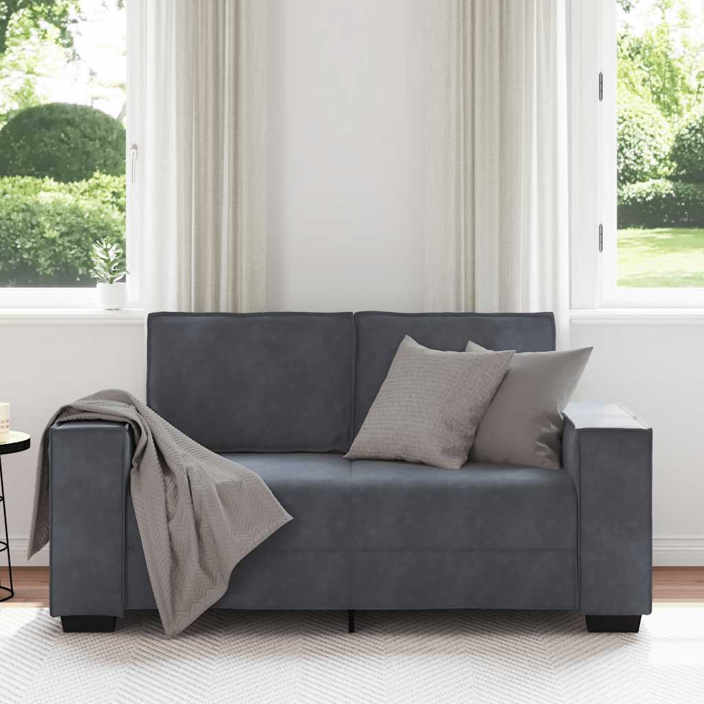 Divano a 2 Posti grigio scuro 160x78x84 cm in Velluto | homemem39