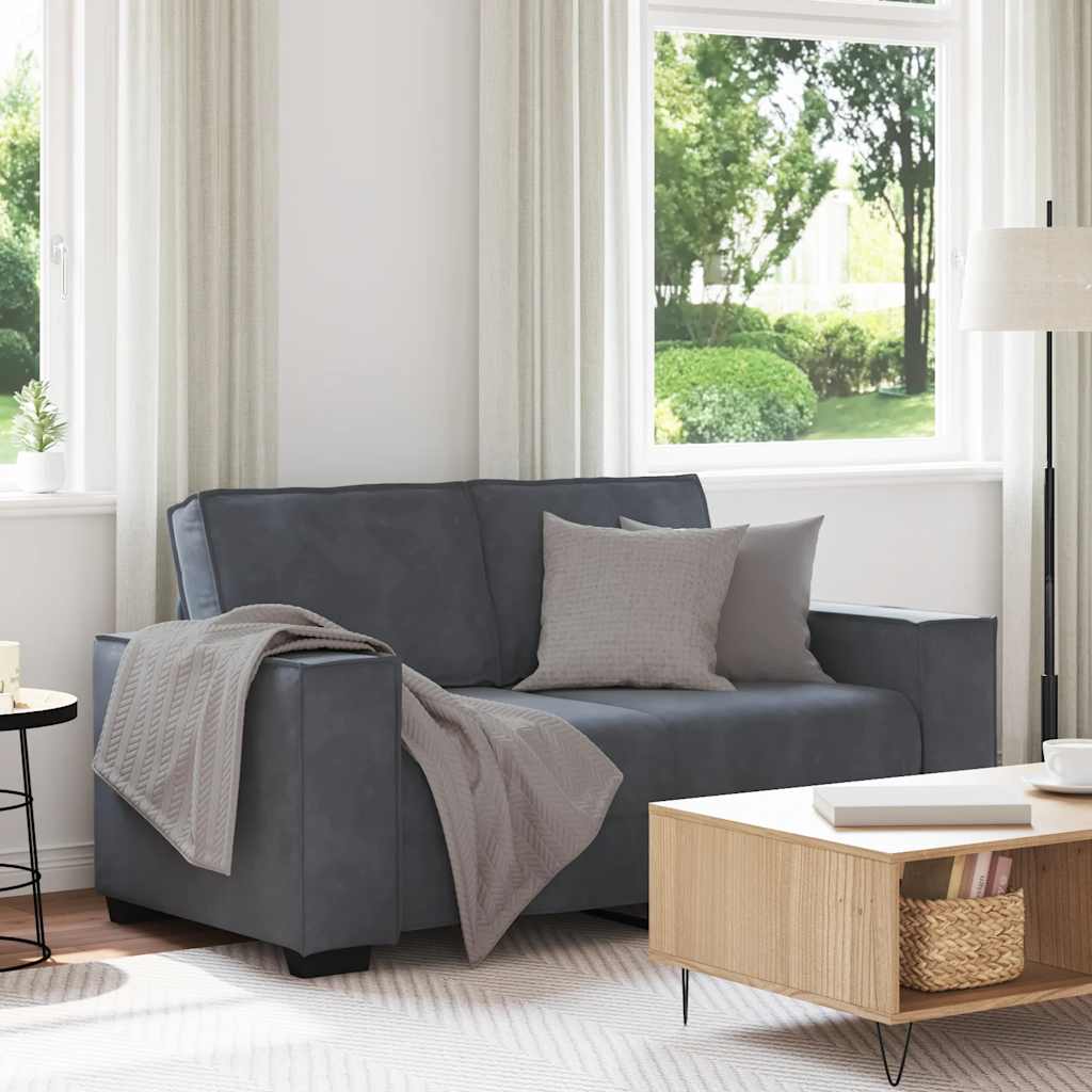 Divano a 2 Posti grigio scuro 160x78x84 cm in Velluto | homemem39