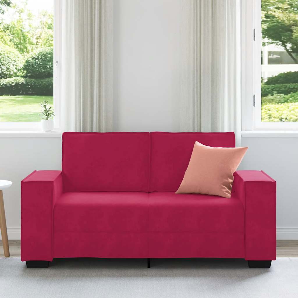 Divano a 2 Posti Rosso Vino 160x78x84 cm in Velluto | homemem39