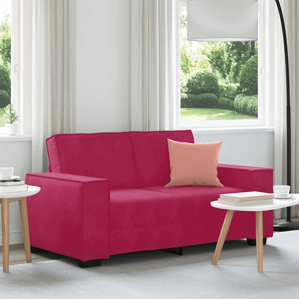 Divano a 2 Posti Rosso Vino 160x78x84 cm in Velluto