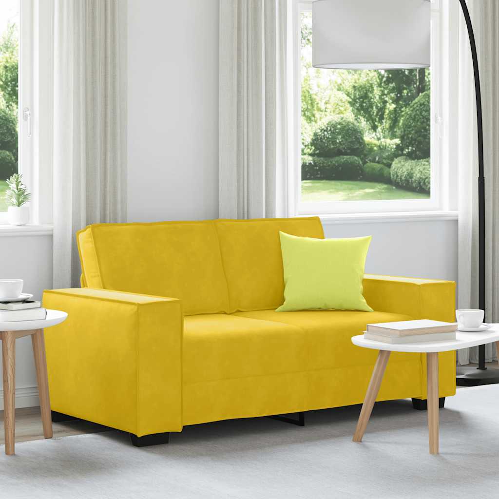 Divano a 2 Posti giallo 160x78x84 cm in Velluto | homemem39
