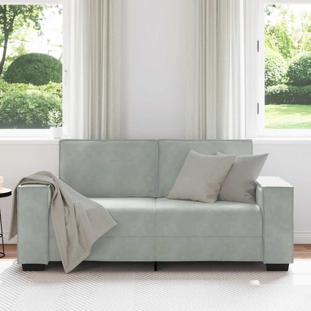 Divano a 2 Posti Grigio Chiaro 180x78x84 cm in Velluto | homemem39