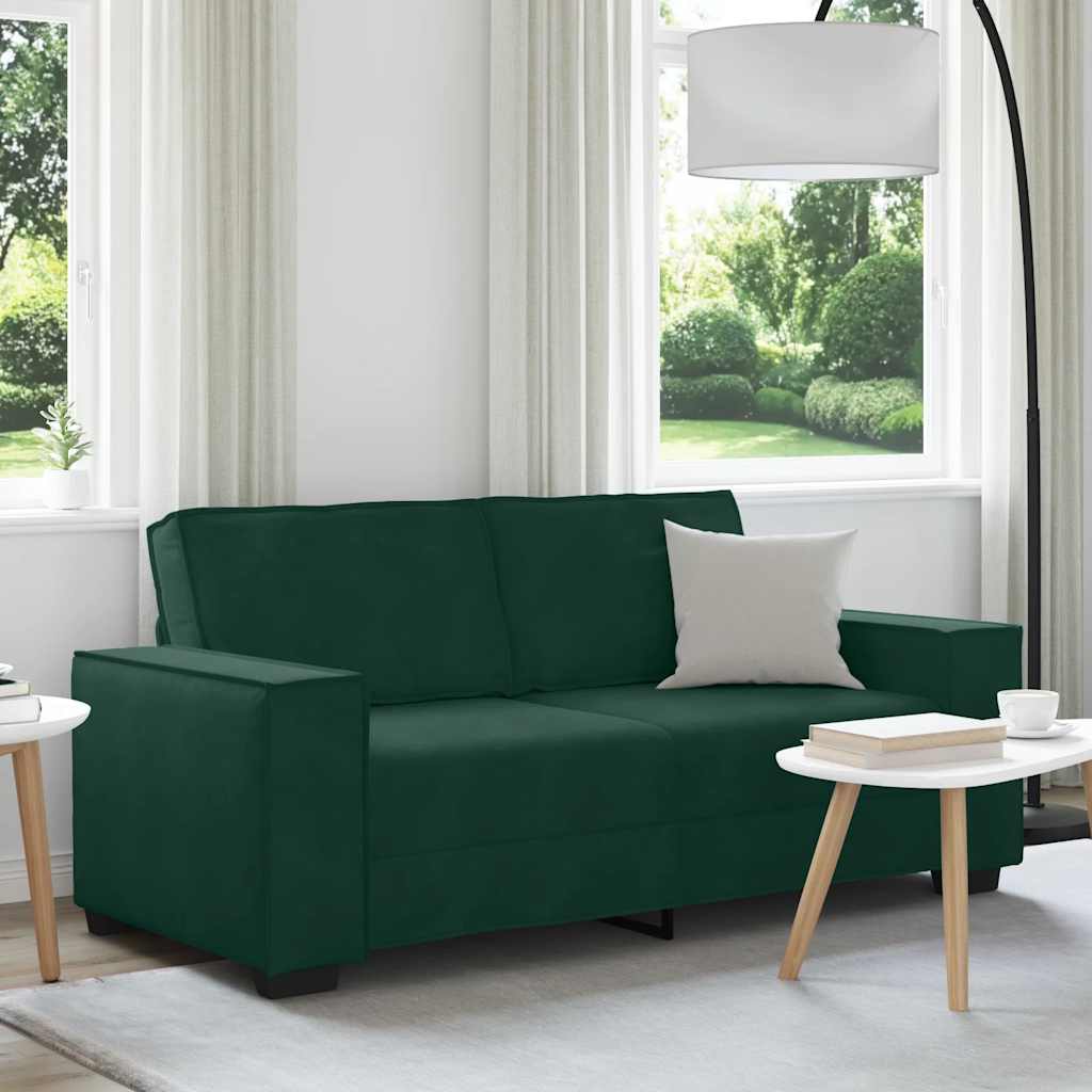 Divano a 2 Posti Verde Scuro 180x78x84 cm in Velluto | homemem39