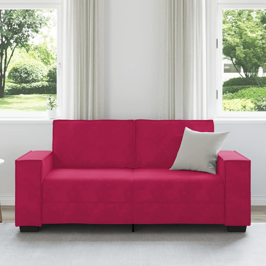 Divano a 2 Posti Rosso Vino 180x78x84 cm in Velluto | homemem39