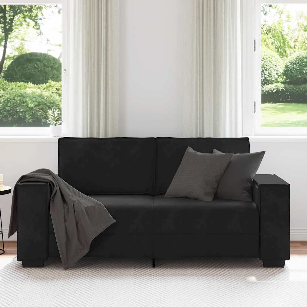 Divano a 2 Posti Nero 180x78x84 cm in Velluto | homemem39