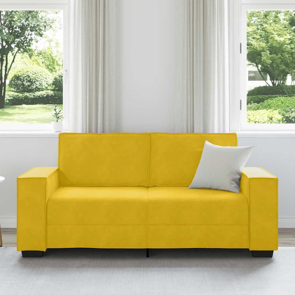 Divano a 2 Posti giallo 180x78x84 cm in Velluto | homemem39