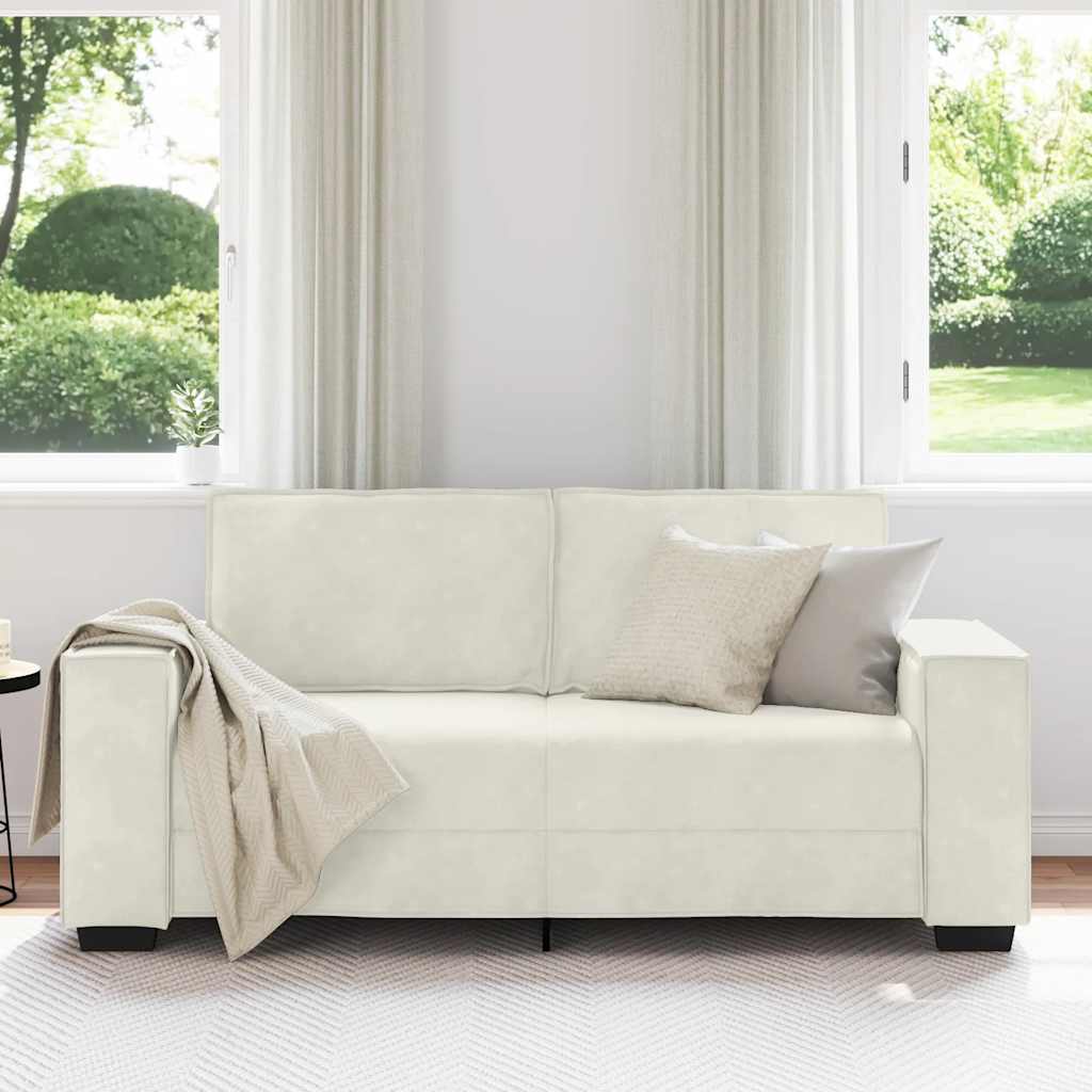 Divano a 2 Posti crema 180x78x84 cm in Velluto | homemem39