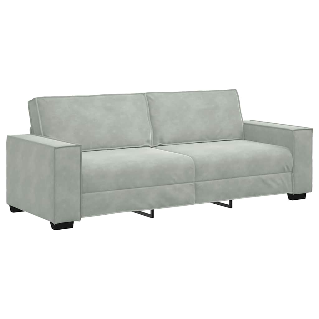 Divano a 3 Posti Grigio Chiaro 220x78x84 cm in Velluto | homemem39