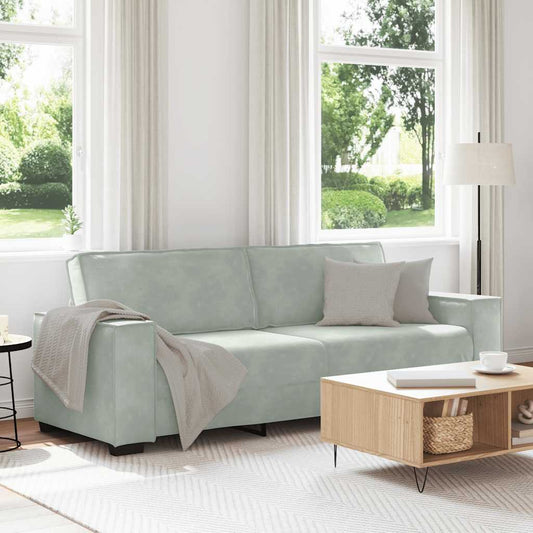 Divano a 3 Posti Grigio Chiaro 220x78x84 cm in Velluto | homemem39