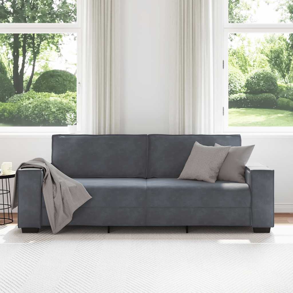 Divano a 3 Posti Grigio Scuro 220x78x84 cm in Velluto | homemem39