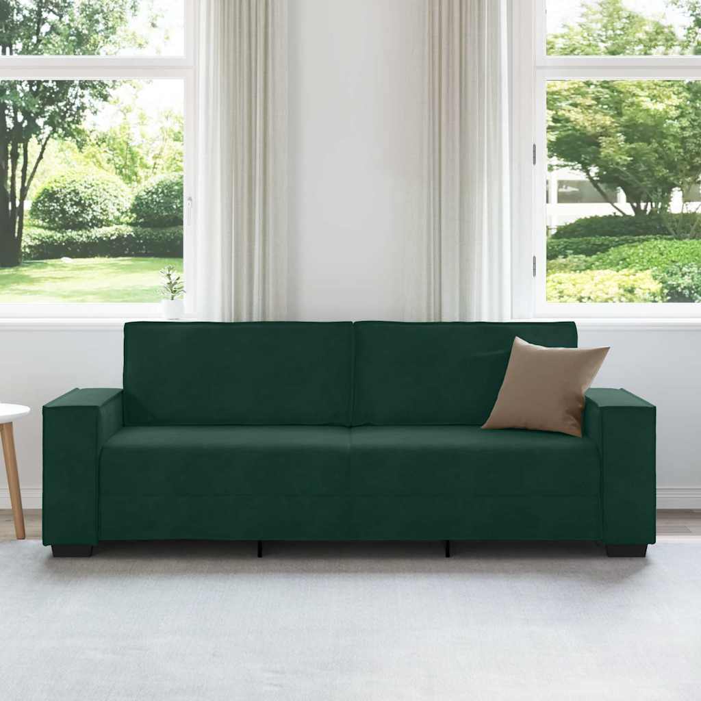 Divano a 3 Posti Verde Scuro 220x78x84 cm in Velluto