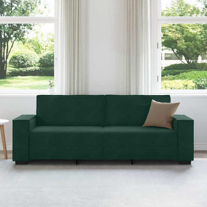 Divano a 3 Posti Verde Scuro 220x78x84 cm in Velluto