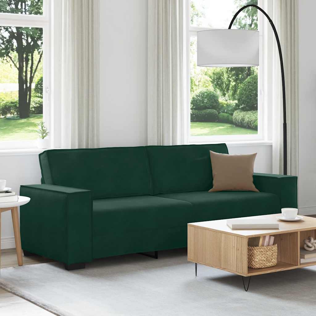 Divano a 3 Posti Verde Scuro 220x78x84 cm in Velluto