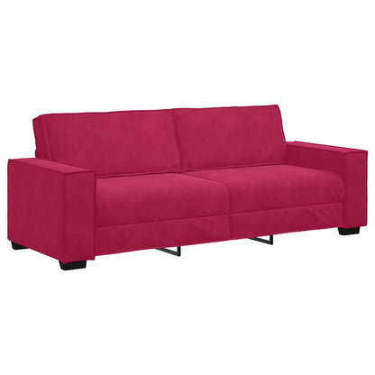 Divano a 3 Posti Rosso Vino 220x78x84 cm in Velluto | homemem39