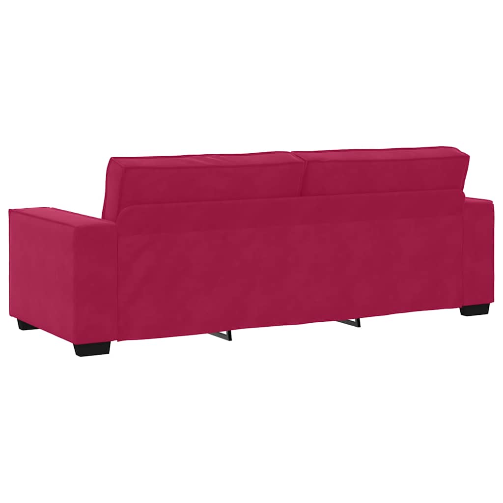 Divano a 3 Posti Rosso Vino 220x78x84 cm in Velluto | homemem39