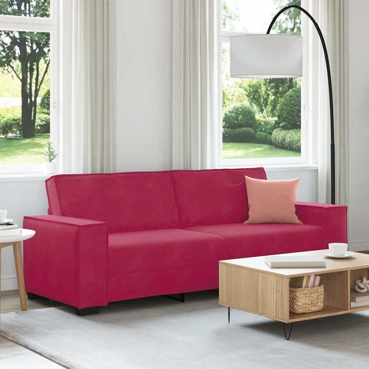 Divano a 3 Posti Rosso Vino 220x78x84 cm in Velluto | homemem39
