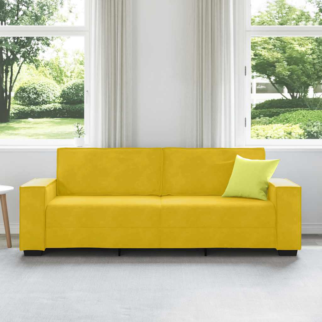 Divano a 3 Posti Giallo 220x78x84 cm in Velluto | homemem39